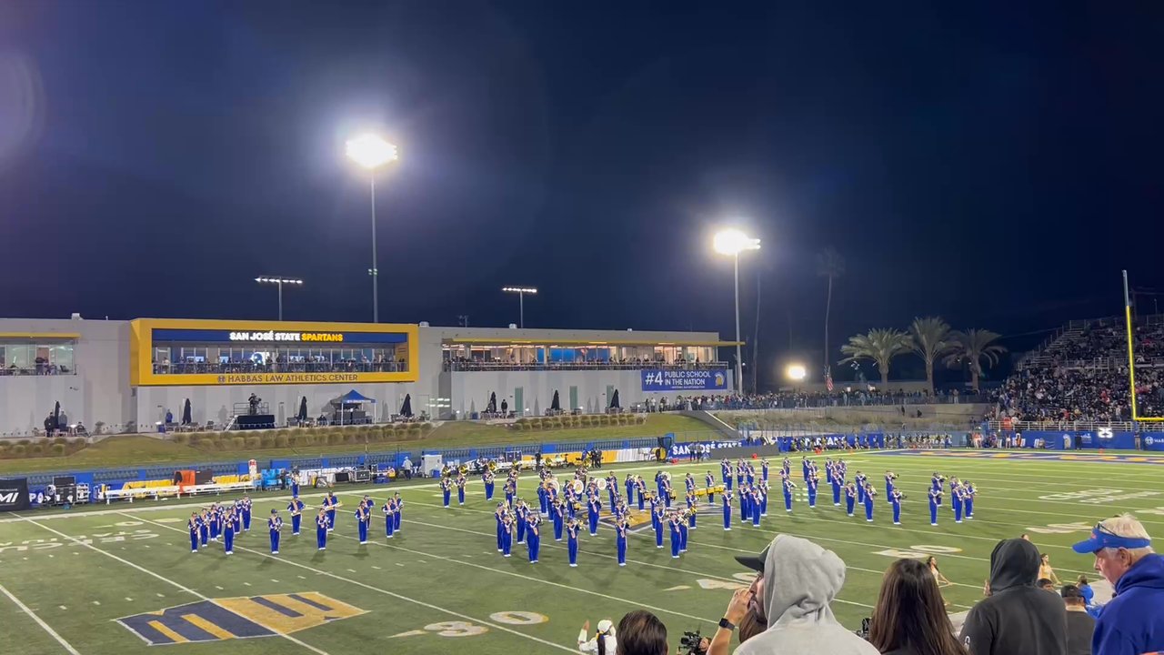 CEFCU Stadium - Half time marching band playing with cheer squad. - Stadiums & Arenas Near Me - San Jose, California