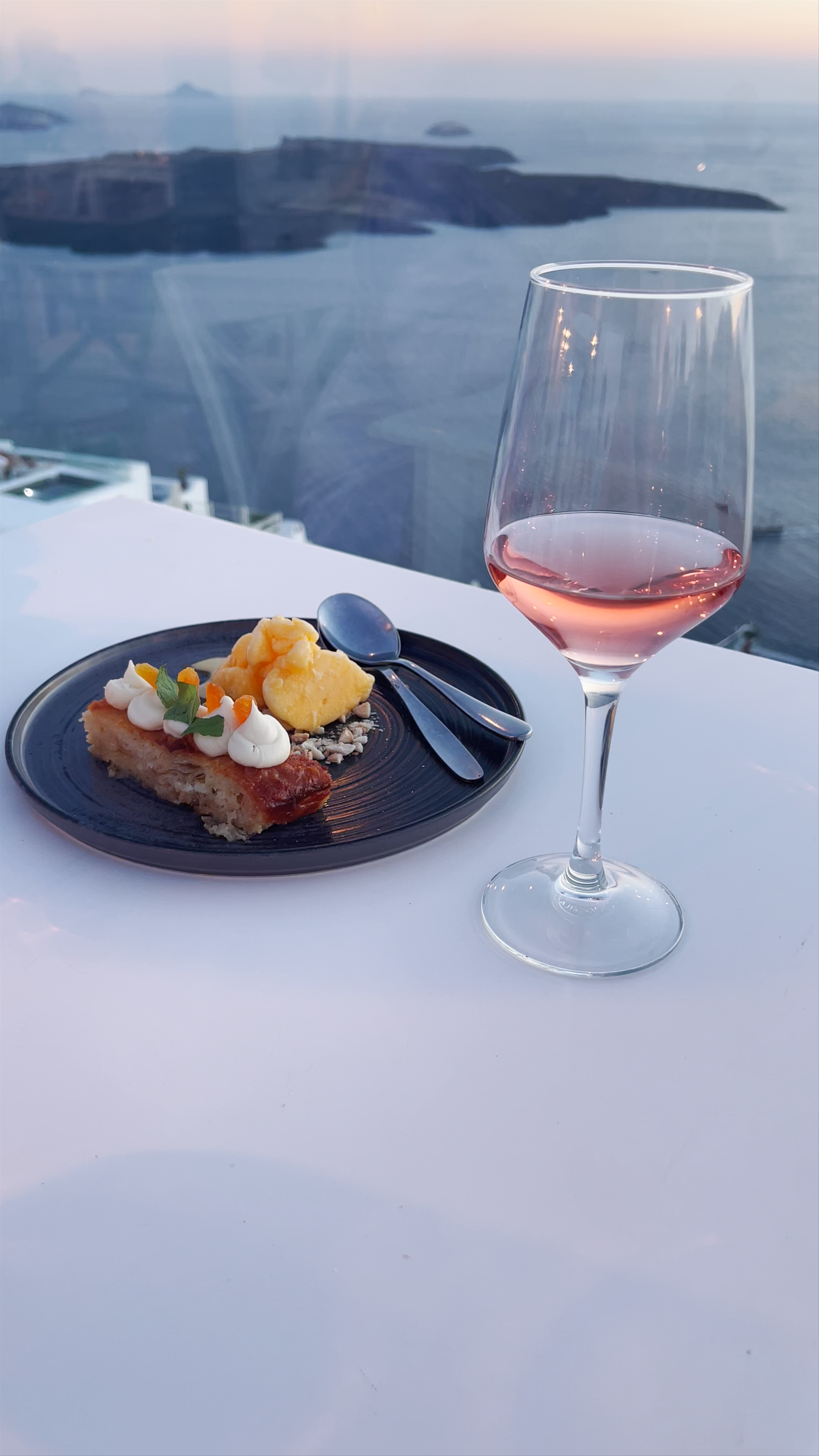 Sunset Dessert and Rosé with Stunning Caldera Views in Thira, Santorini
