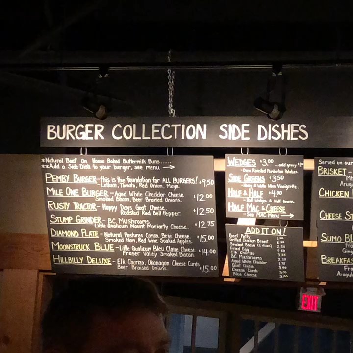 Mile One Eating House - Long lines to order, but gives you time to digest this amazing menu! - Burgers Near Me - Pemberton, British Columbia