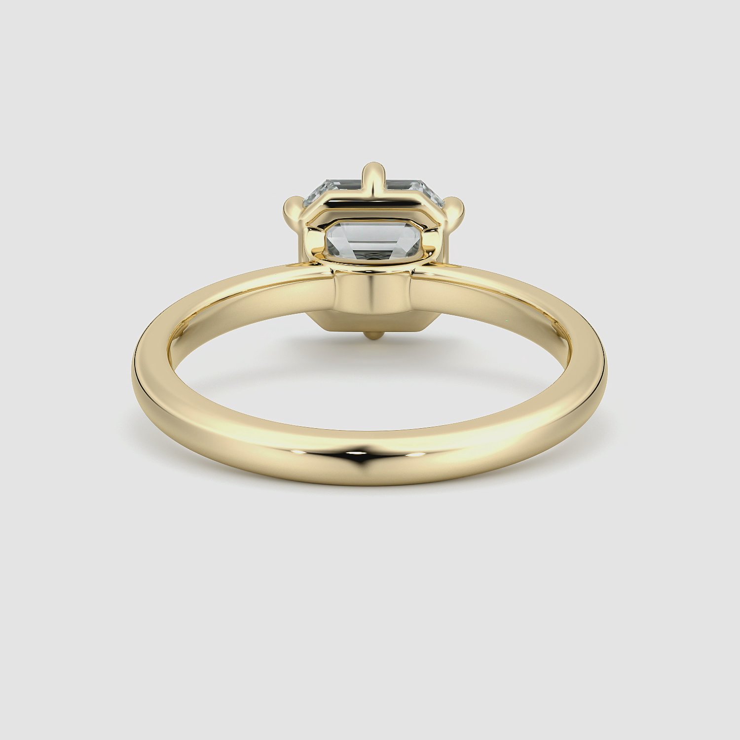 The Signature 6 Prong | Asscher | 18k | Yellow Gold | bandAccent: Plain | bandWidth: large | hiddenHalo: no | diamondOrientation: vertical | caratWeight: other