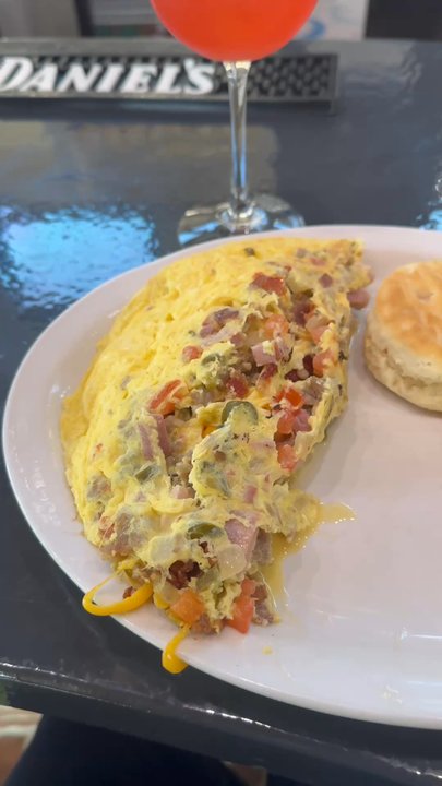The Toasted Yolk Cafe - Double Decker Omelette - Breakfast & Brunch Near Me - Mobile, Alabama