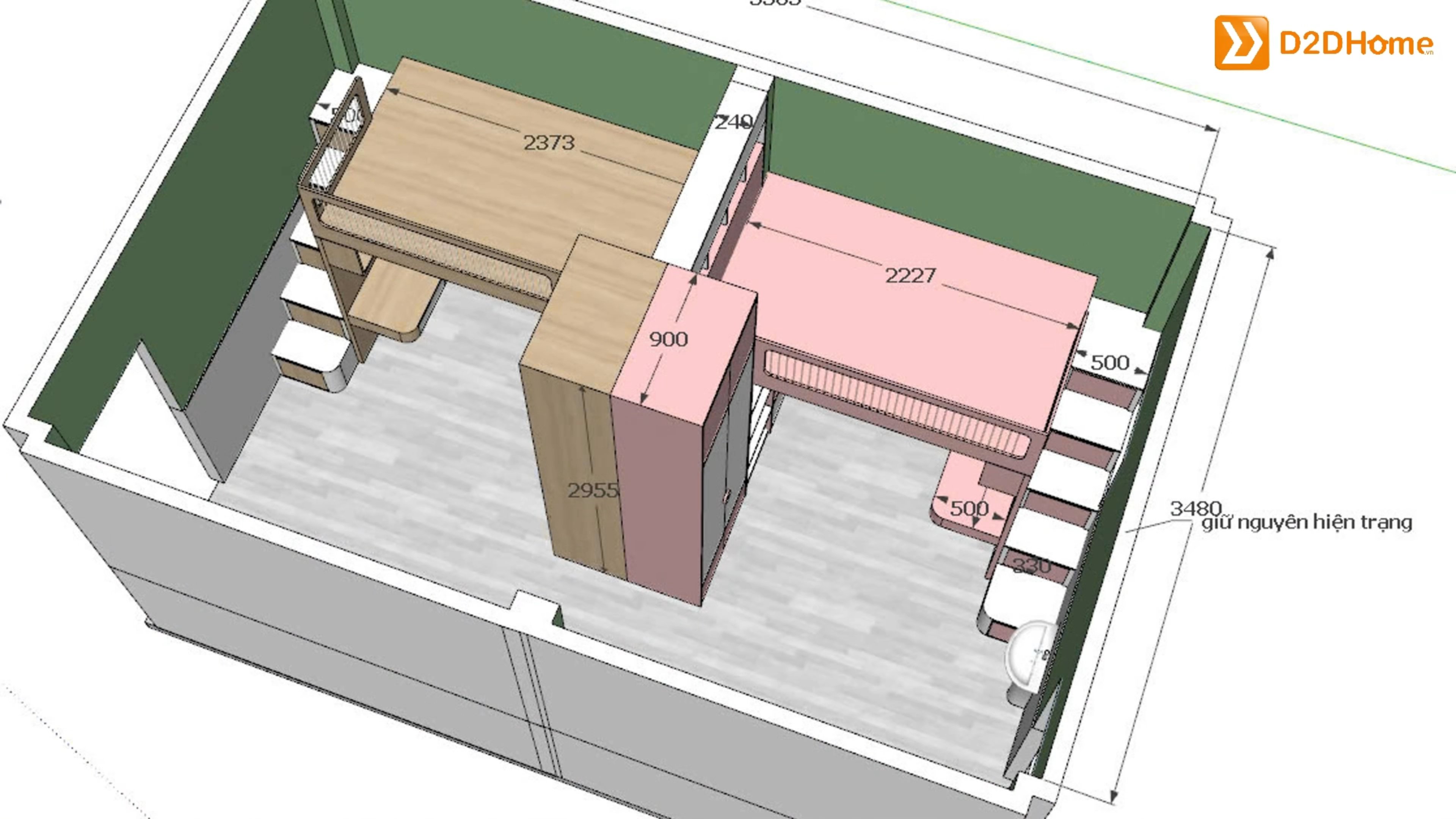 Phòng ngủ cho 2 bé