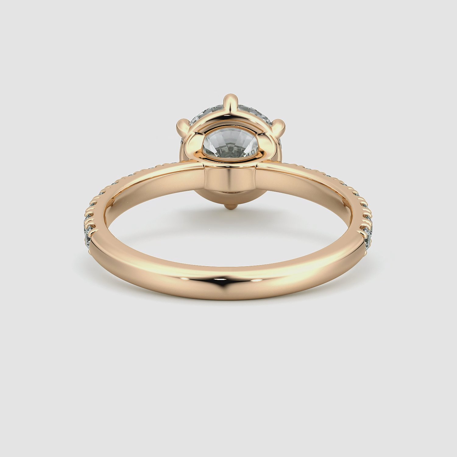 The Signature 6 Prong | Round Brilliant | 14k | Rose Gold | bandAccent: Pavé | bandWidth: large | caratWeight: 2.0ct | hiddenHalo: no | diamondOrientation: vertical