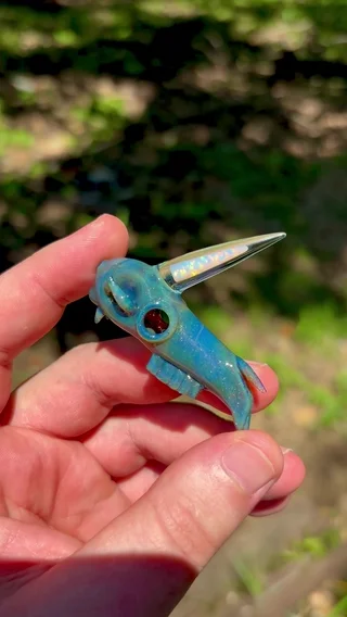 Preview pic of Unicorn skull pendant with large opal spike
