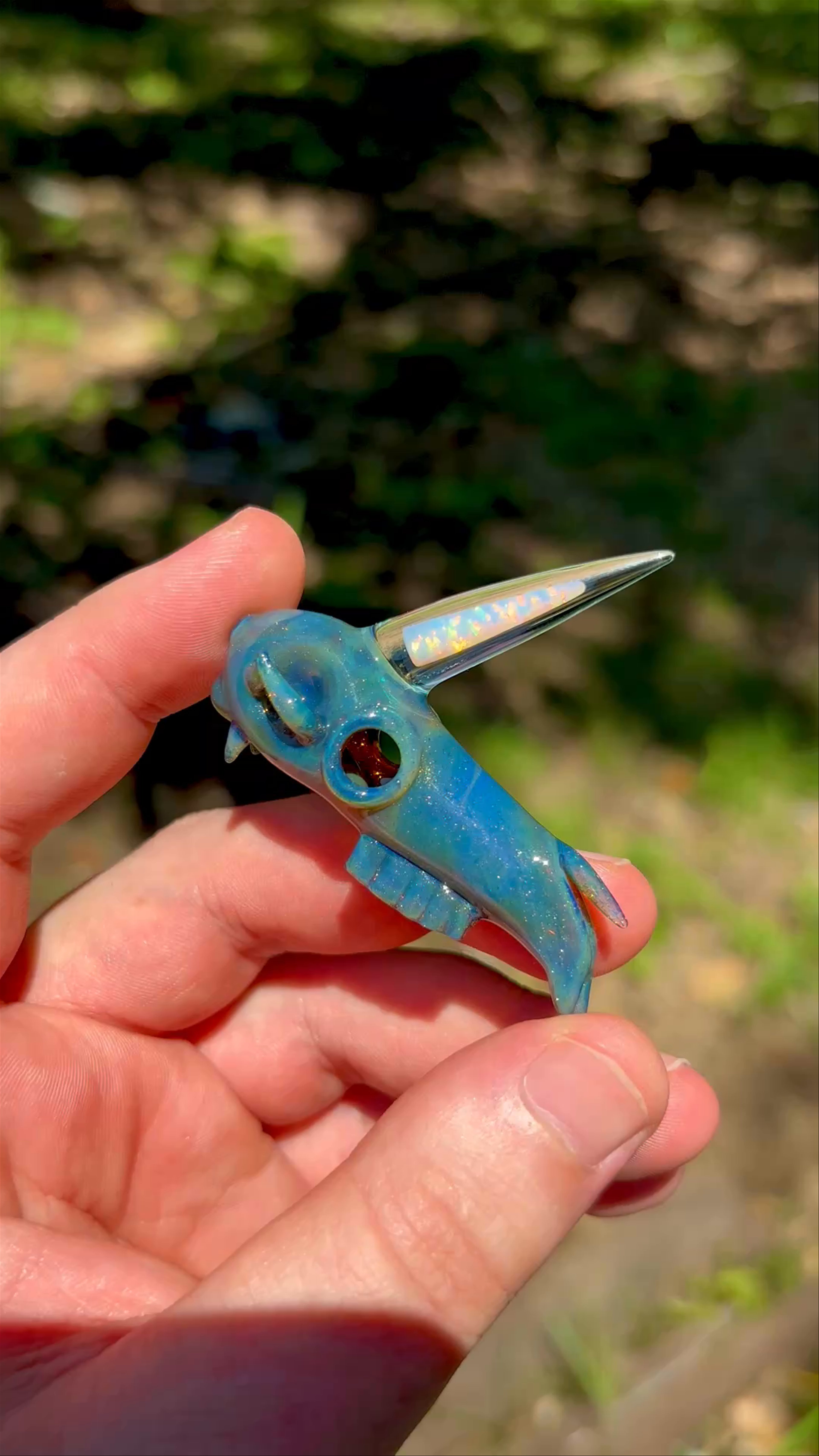 Preview pic of Unicorn skull pendant with large opal spike