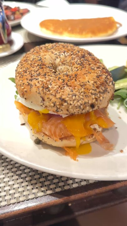 Brooklyn Diner USA - Smoked salmon bagel with a runny egg (so delicious) - Diners Near Me - New York, New York