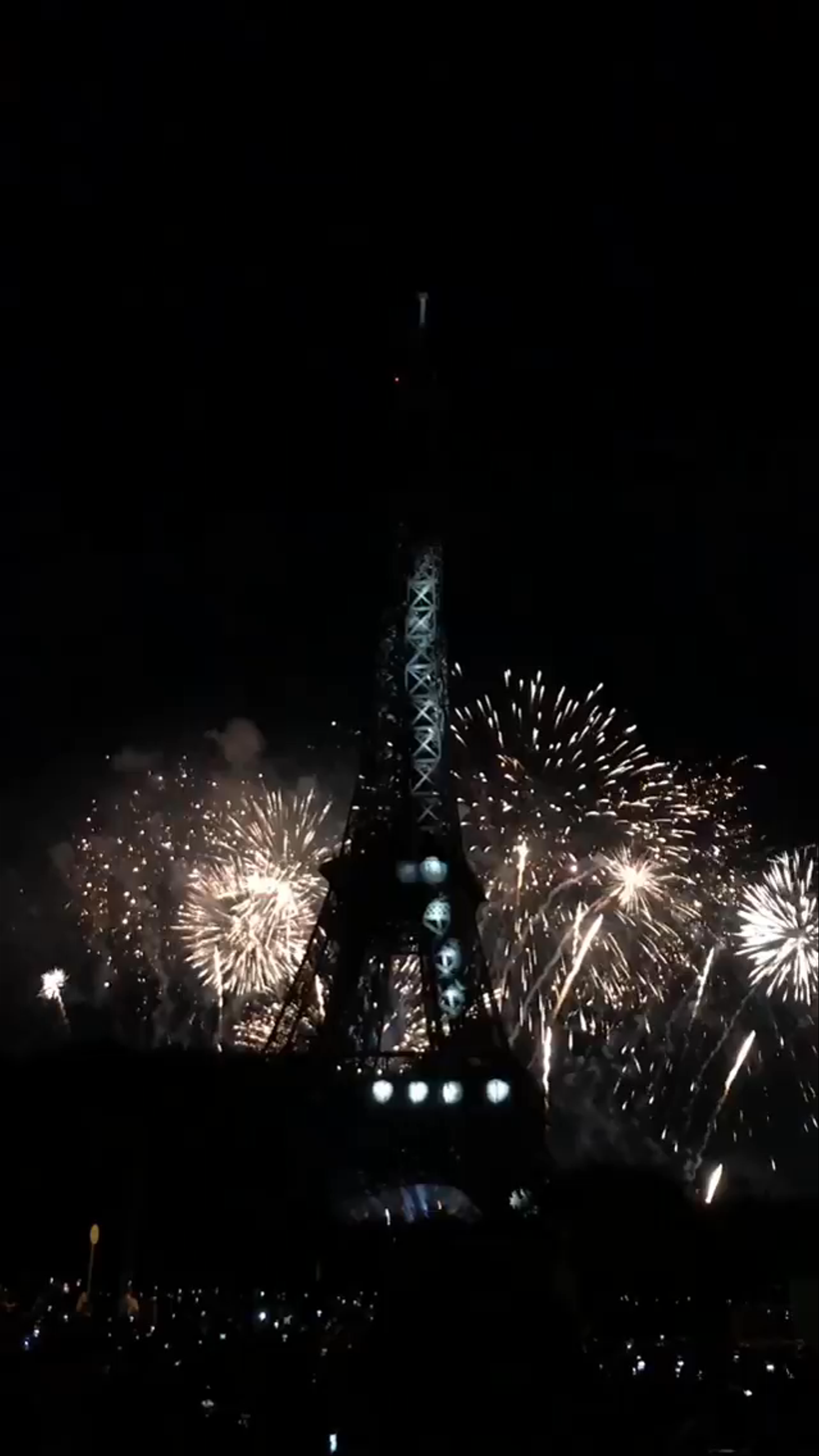 Eiffel Tower Fireworks Celebration in Paris at Night