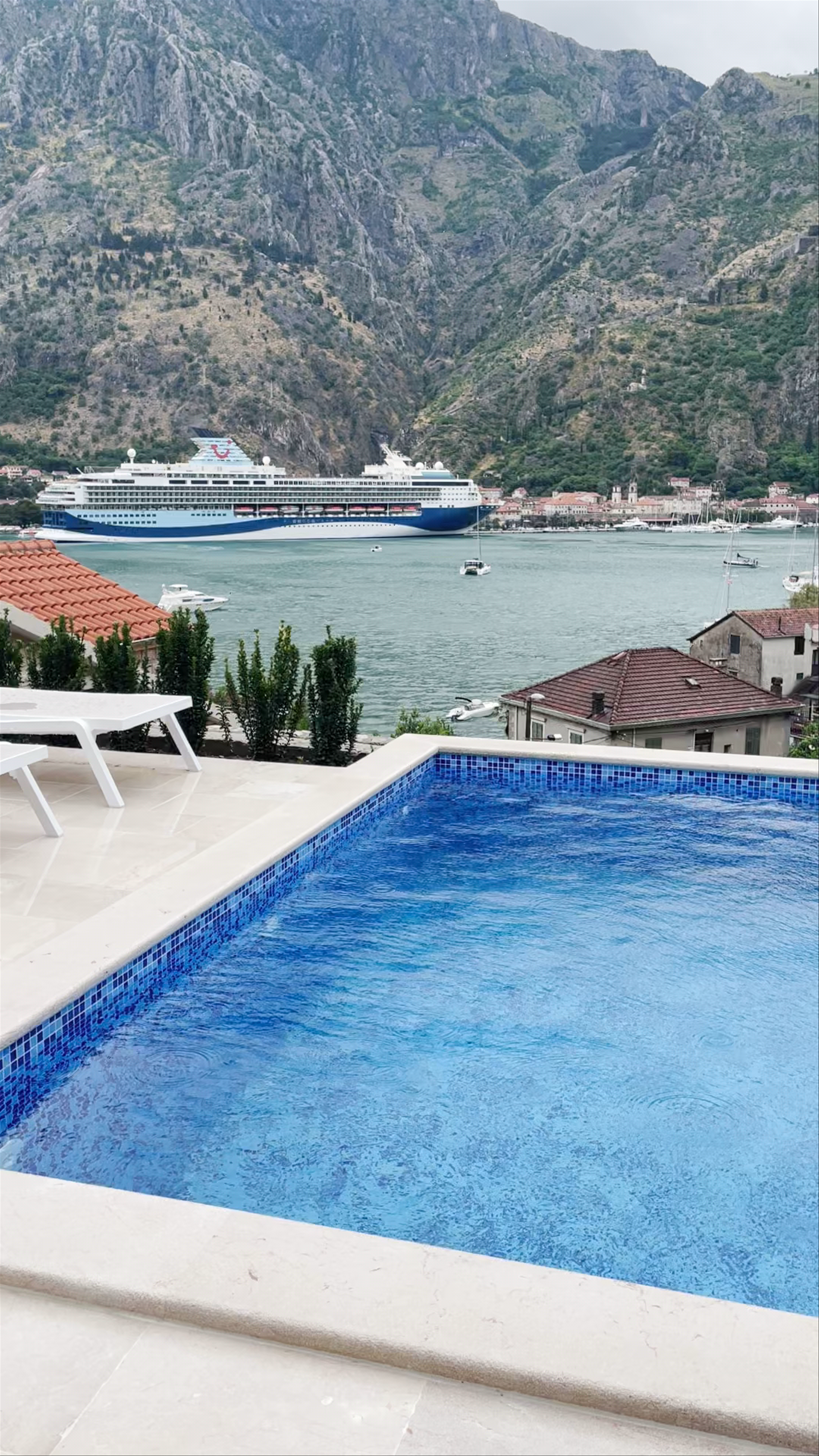 Serene Bay View from Apartments Dončić Pool in Muo, Montenegro