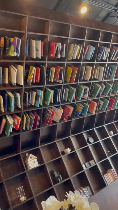 Sando Satori - bookshelf decor! lots of algebra 2 lol - Sandwiches Near Me - Katy, Texas