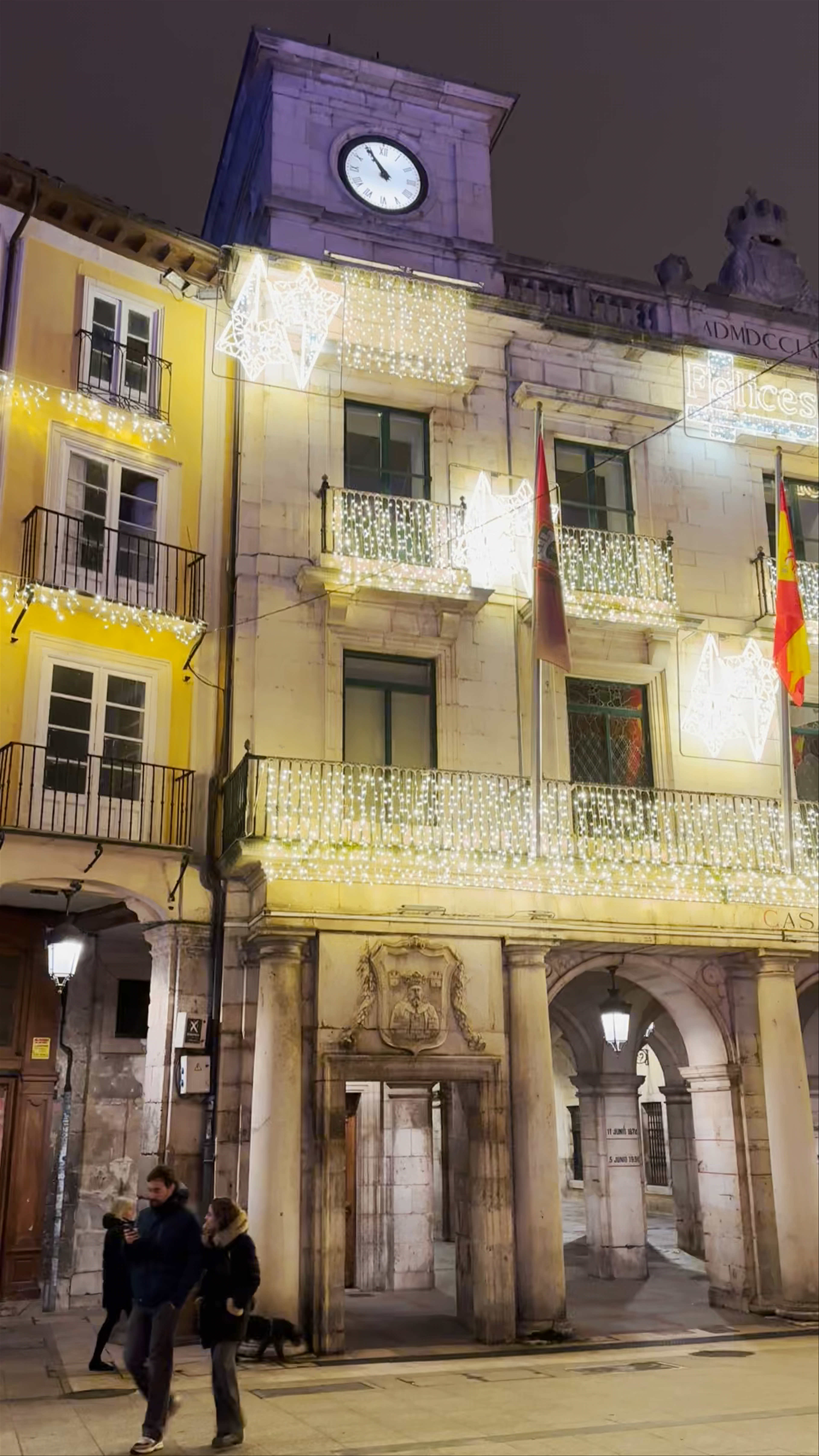 Festive Night at Plaza Mayor de Burgos, Spain