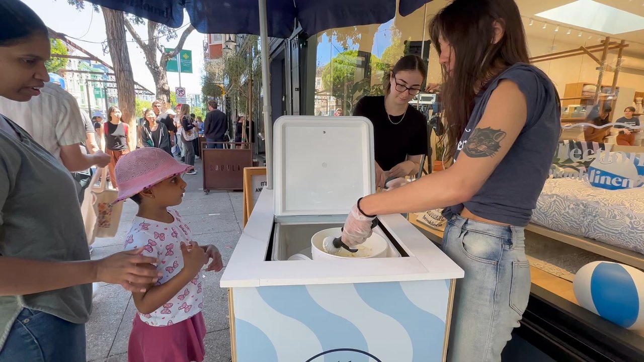 Brooklinen - Scooping out free ice cream for their 1st anniversary on Hayes st - Home Decor Near Me - San Francisco, California