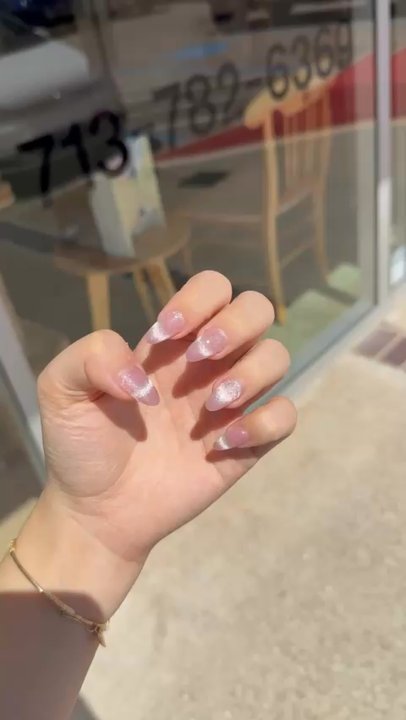 KT Nails - second service - cat eye nails in sunlight - Nail Salons Near Me - Houston, Texas