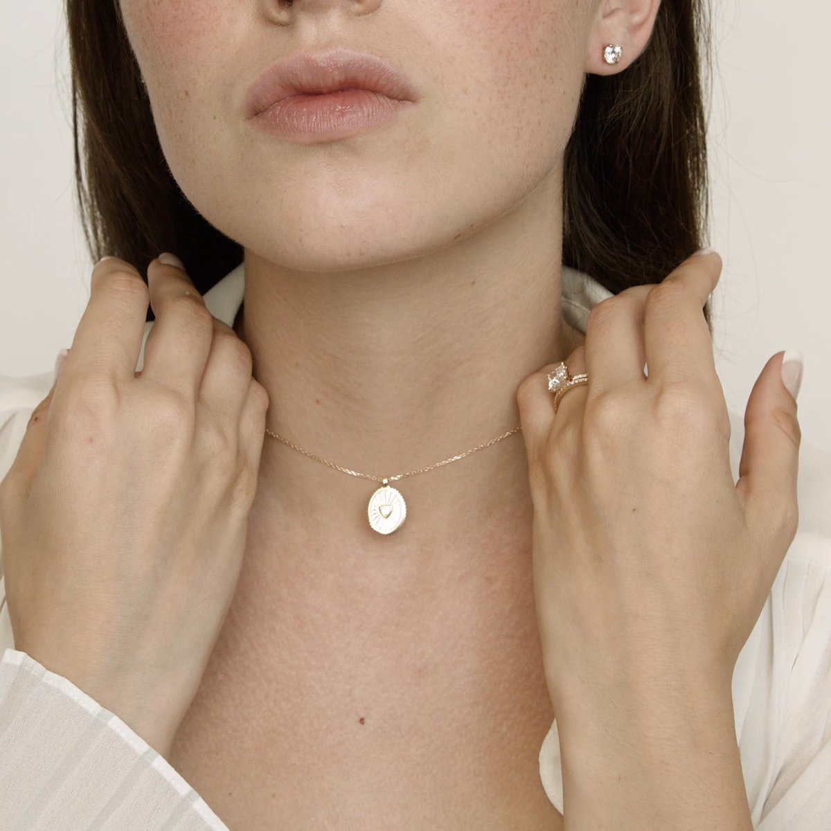 Inner Fire Medallion | Trillion | 14k | Yellow Gold | chainLength: 16-18