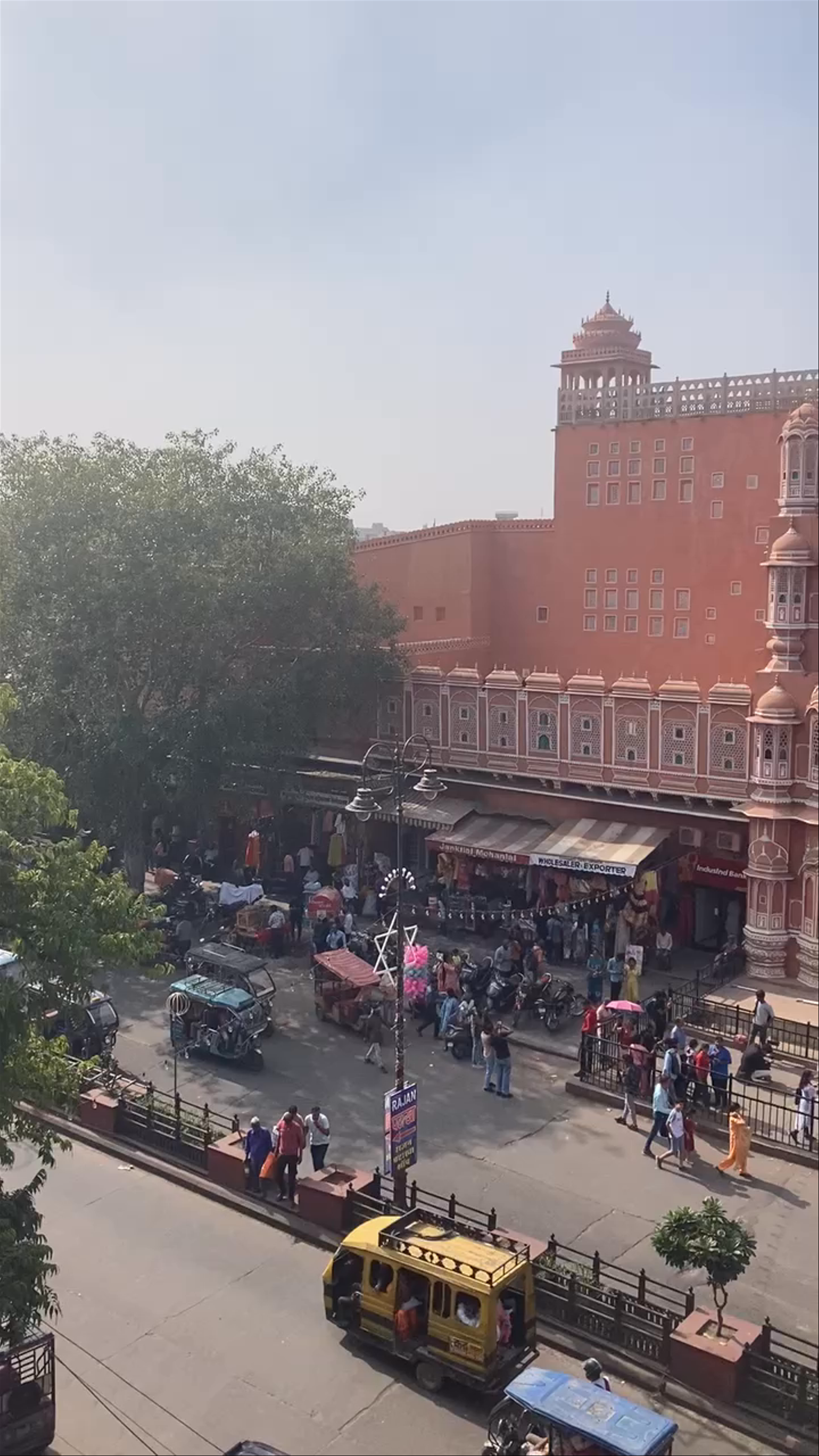 Bustling Street Life and Iconic Architecture Near Hawa Mahal, Jaipur
