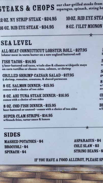 Kelly's Sea Level - Menu as of 5/21/23 - Bars Near Me - Rye, New York
