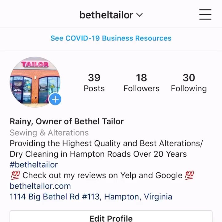Bethel Tailor - @betheltailor is live on Instagram - Sewing & Alterations Near Me - Hampton, Virginia