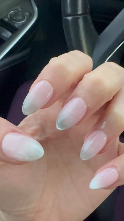 Park Village Nails - Euless - Beautiful pink and white ombre dip with cats eye glaze. Perfect as always! - Nail Salons Near Me - Euless, Texas