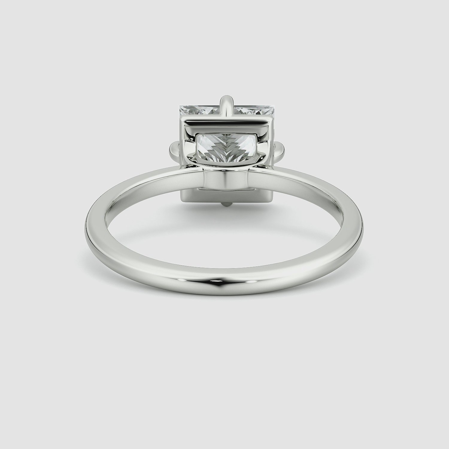 The Compass Solitaire | Princess | 18k | White Gold | bandAccent: Plain | diamondOrientation: vertical | caratWeight: other