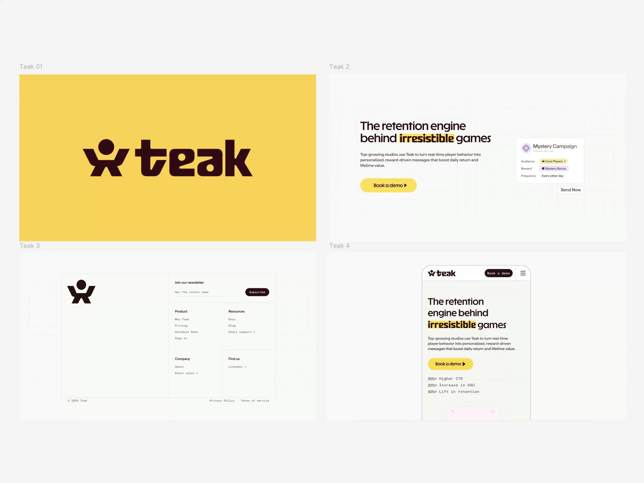 Thumbnail for teak.io/, a Framer Experts site by Work is Play Studio.