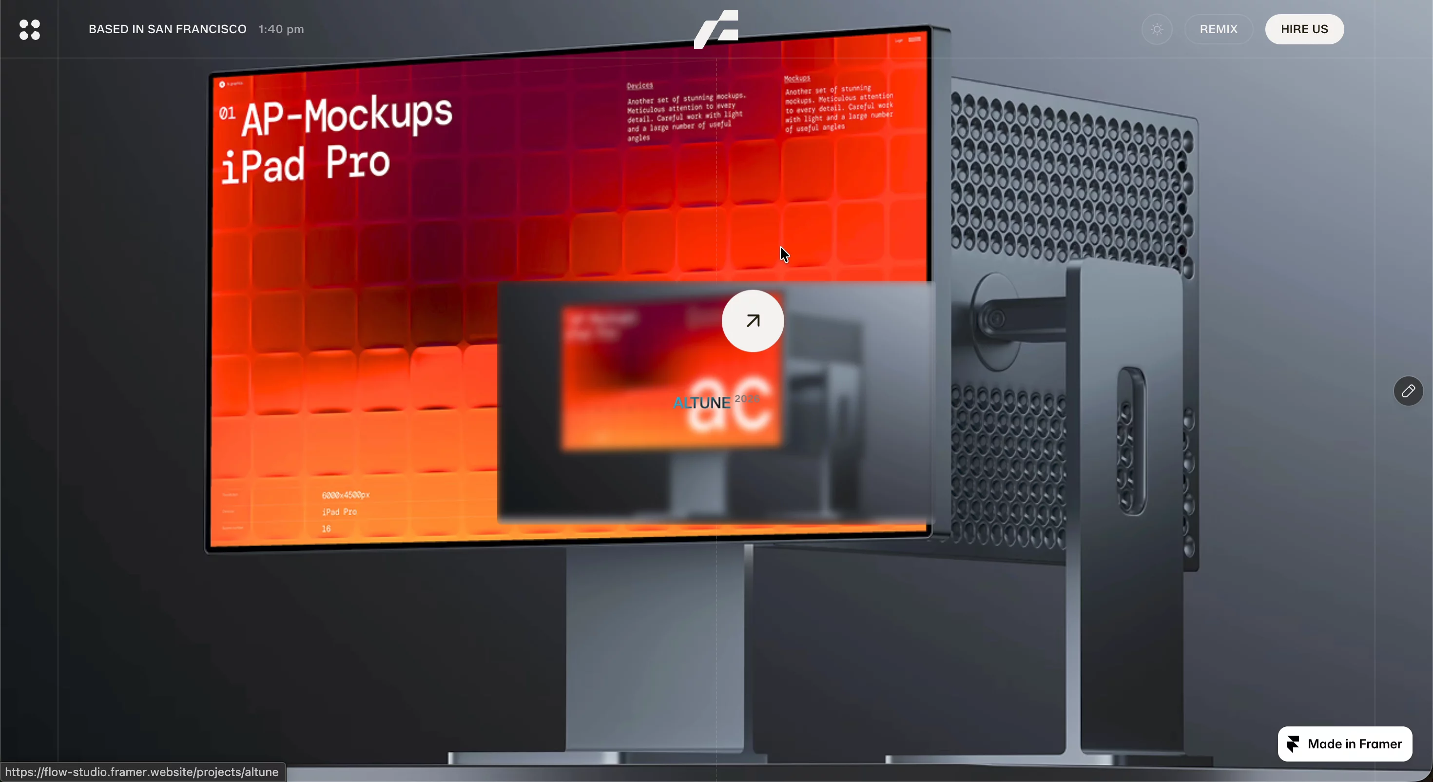 We wanted the hero to do more than introduce the studio.Featured projects are immediately accessible through an interactive preview, giving visitors a quick feel for the quality of work from the very first screen.Complete with seamless light and dark mode support.