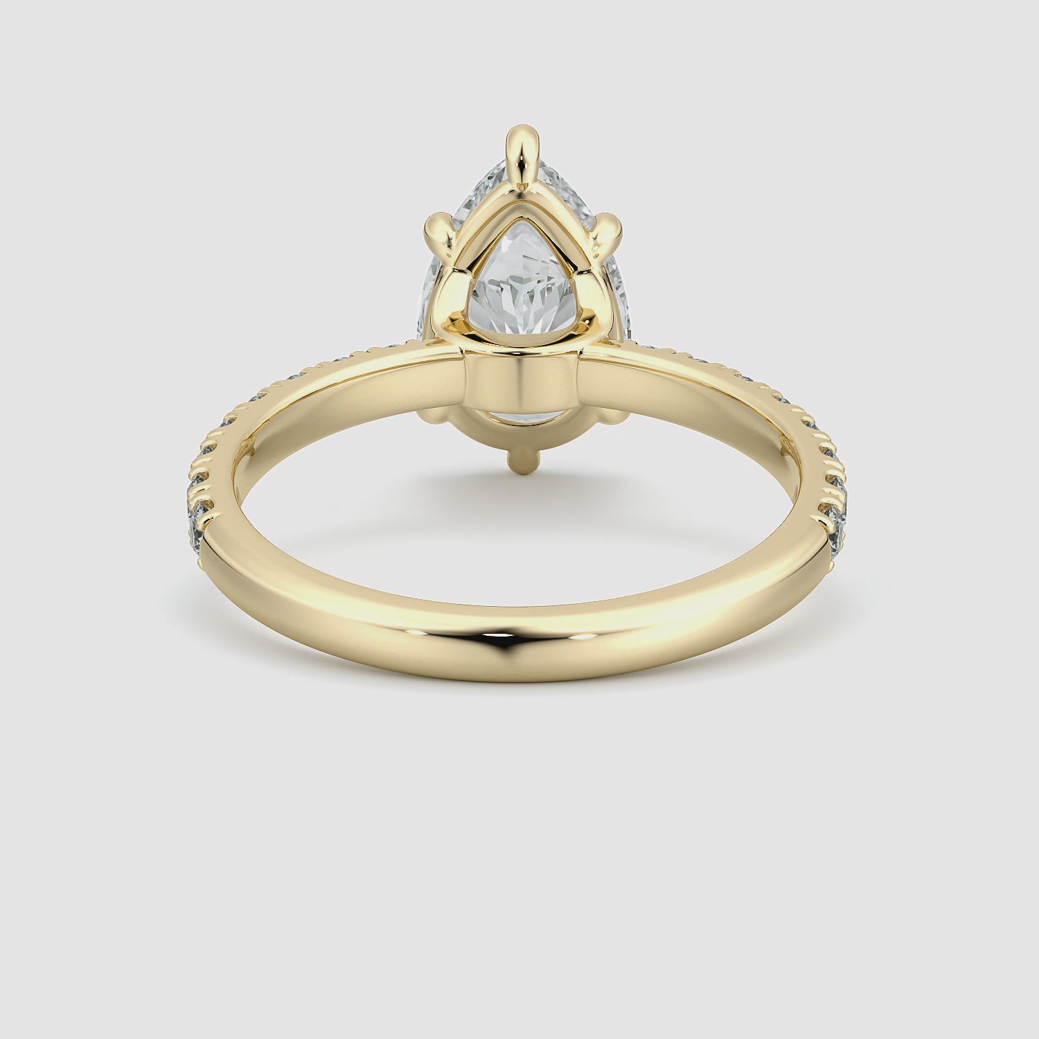 The Signature 6 Prong | Pear | 18k | Yellow Gold | bandAccent: Pavé | bandWidth: large | hiddenHalo: no | diamondOrientation: vertical | caratWeight: other