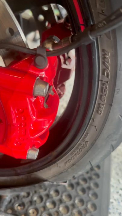 Moto Forza - Brake caliper bolts finger loose with one missing - Motorcycle Dealers Near Me - Escondido, California