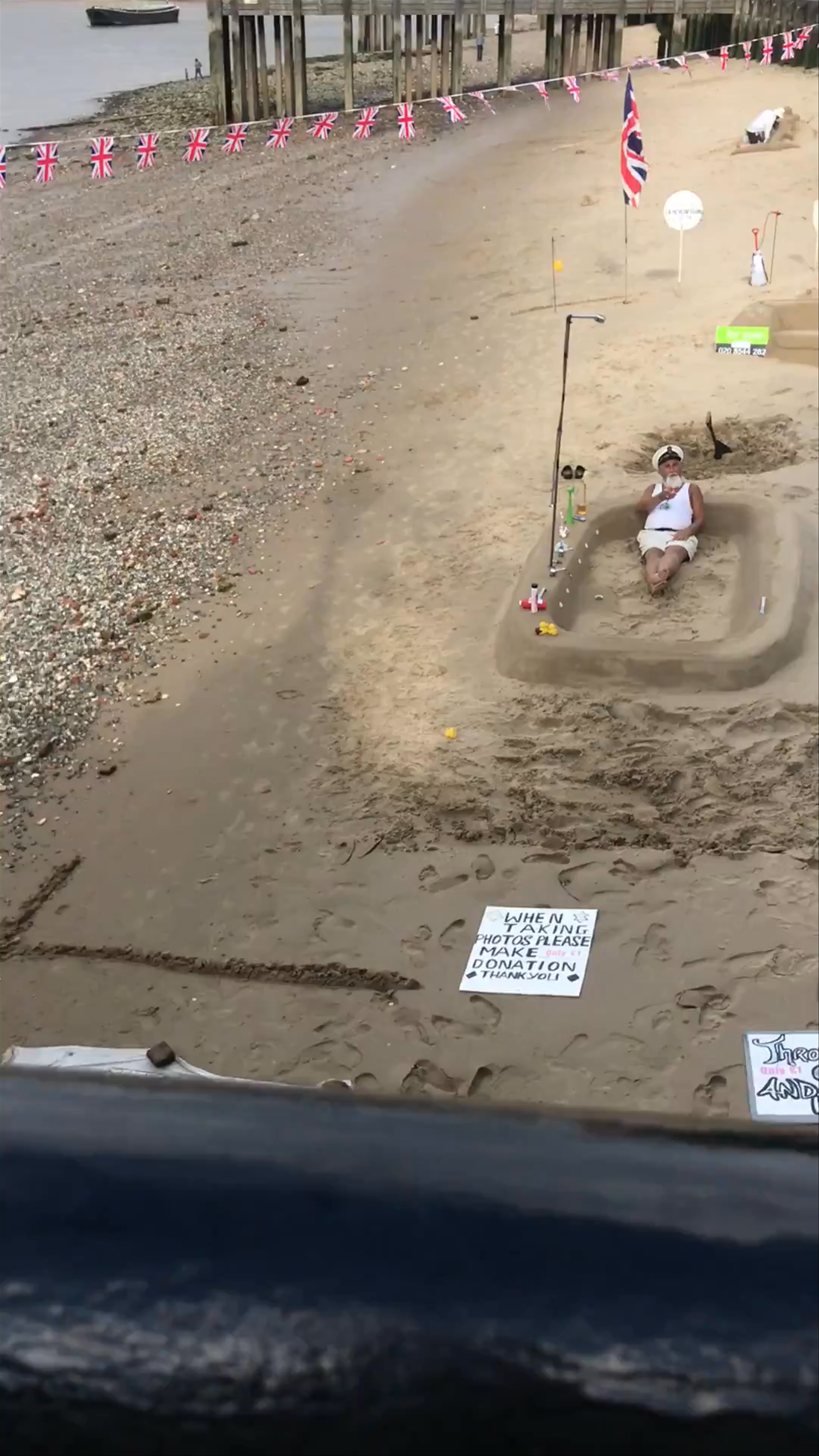 Fun and Quirky Sand Sculpture at Waterloo Bridge, London