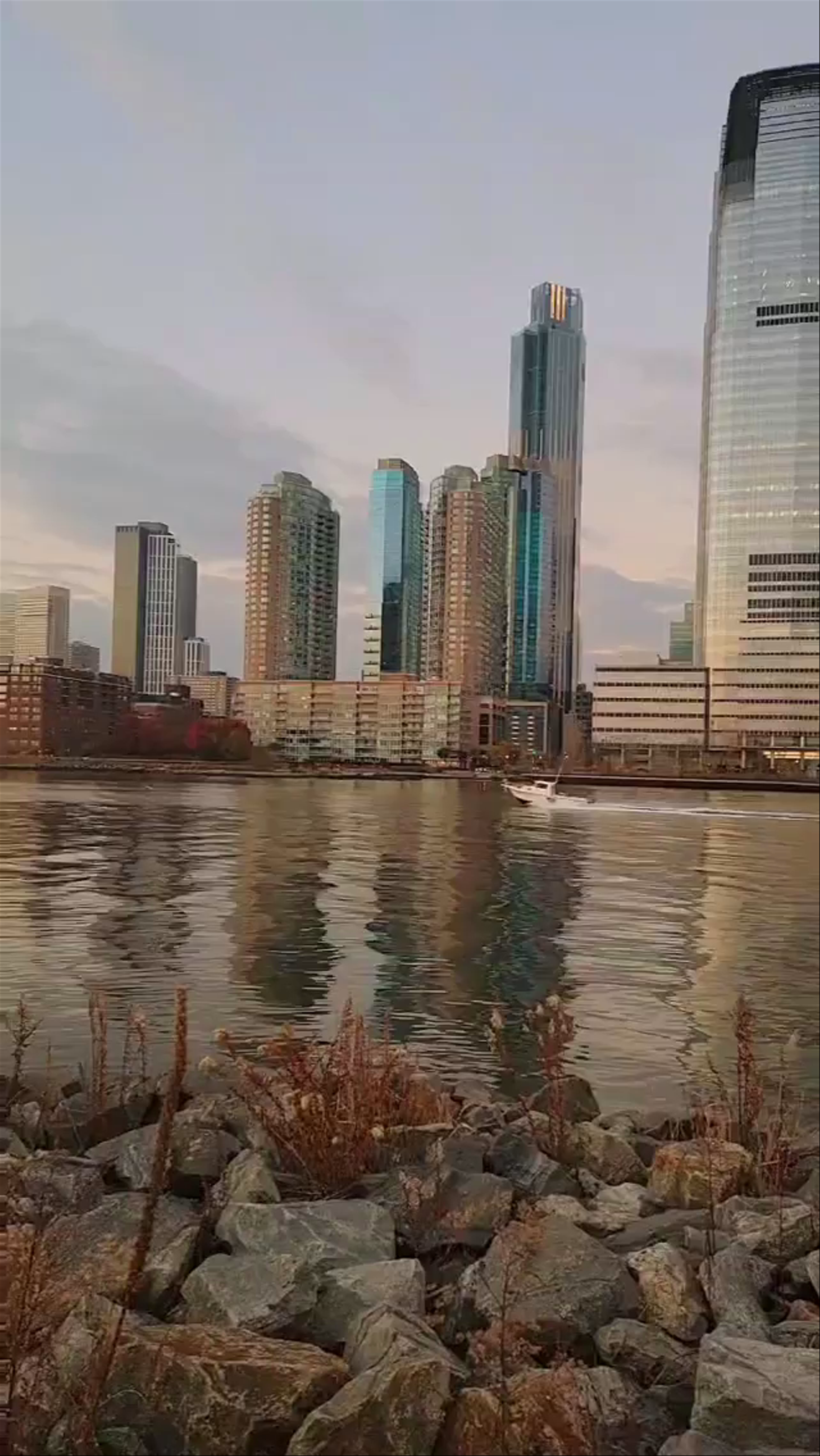 Liberty State Park Waterfront and Jersey City Skyline at Sunset