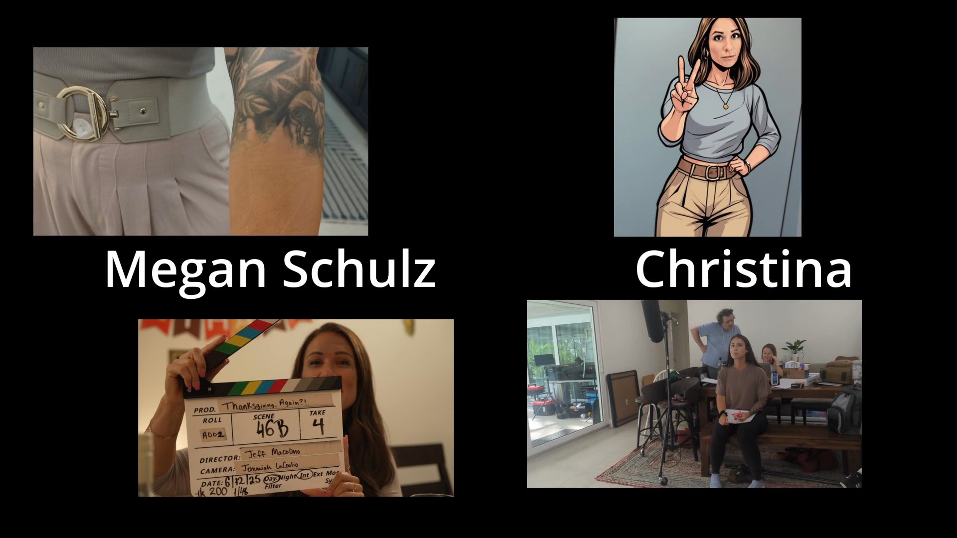 Actors present their performances during a professional casting session, utilizing clapperboards to identify each take. The production team observes and records the auditions in a studio environment.