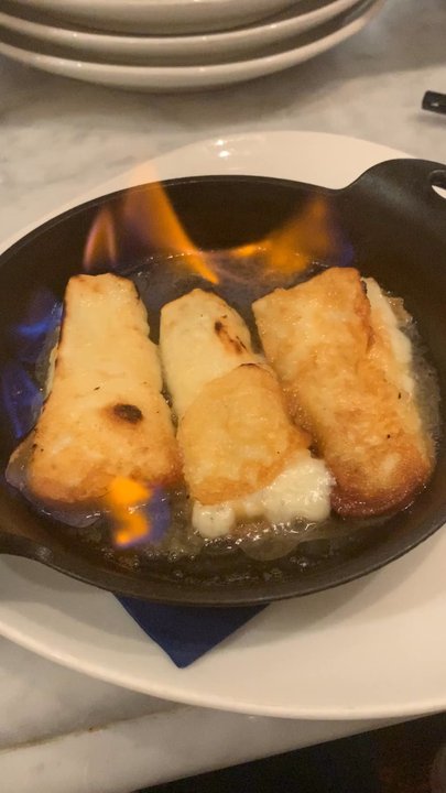 Estia - Cheese Saganaki served on fire - Cocktail Bars Near Me - Radnor, Pennsylvania