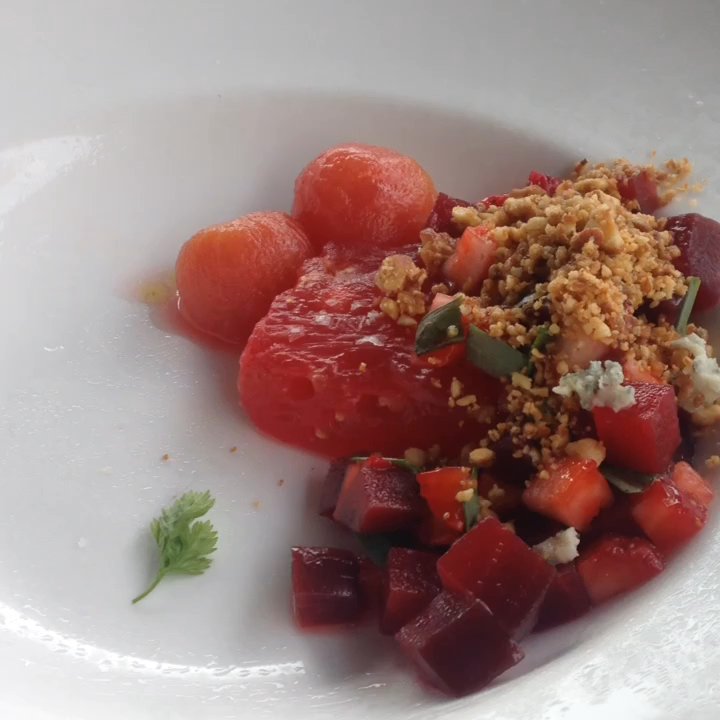 Borough - Chilled Beet Soup with Watermelon and Tomato. Delicious. - New American Near Me - Minneapolis, Minnesota