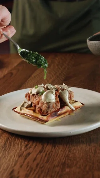 Fermented Waffles with Fried Chicken