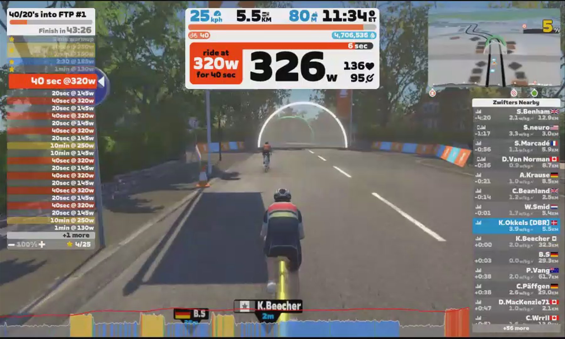 Zwift - 40/20's into FTP #1 in Yorkshire