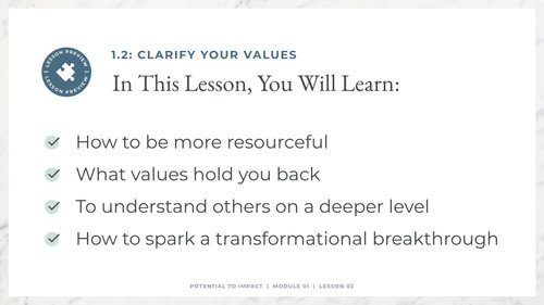 1.2: Clarify Your Values