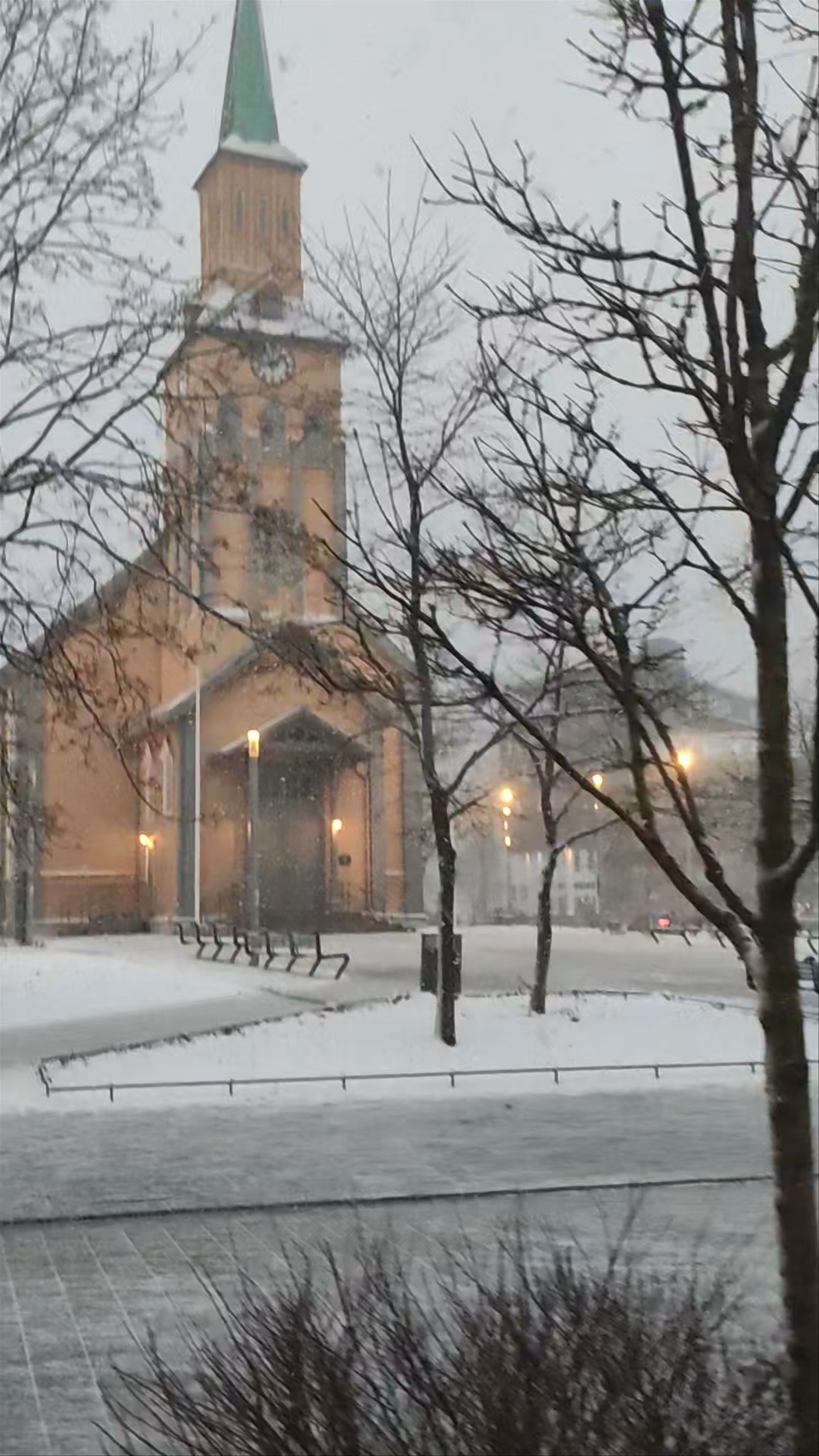Snowy Winter Afternoon at Tromsø Cathedral in Norway