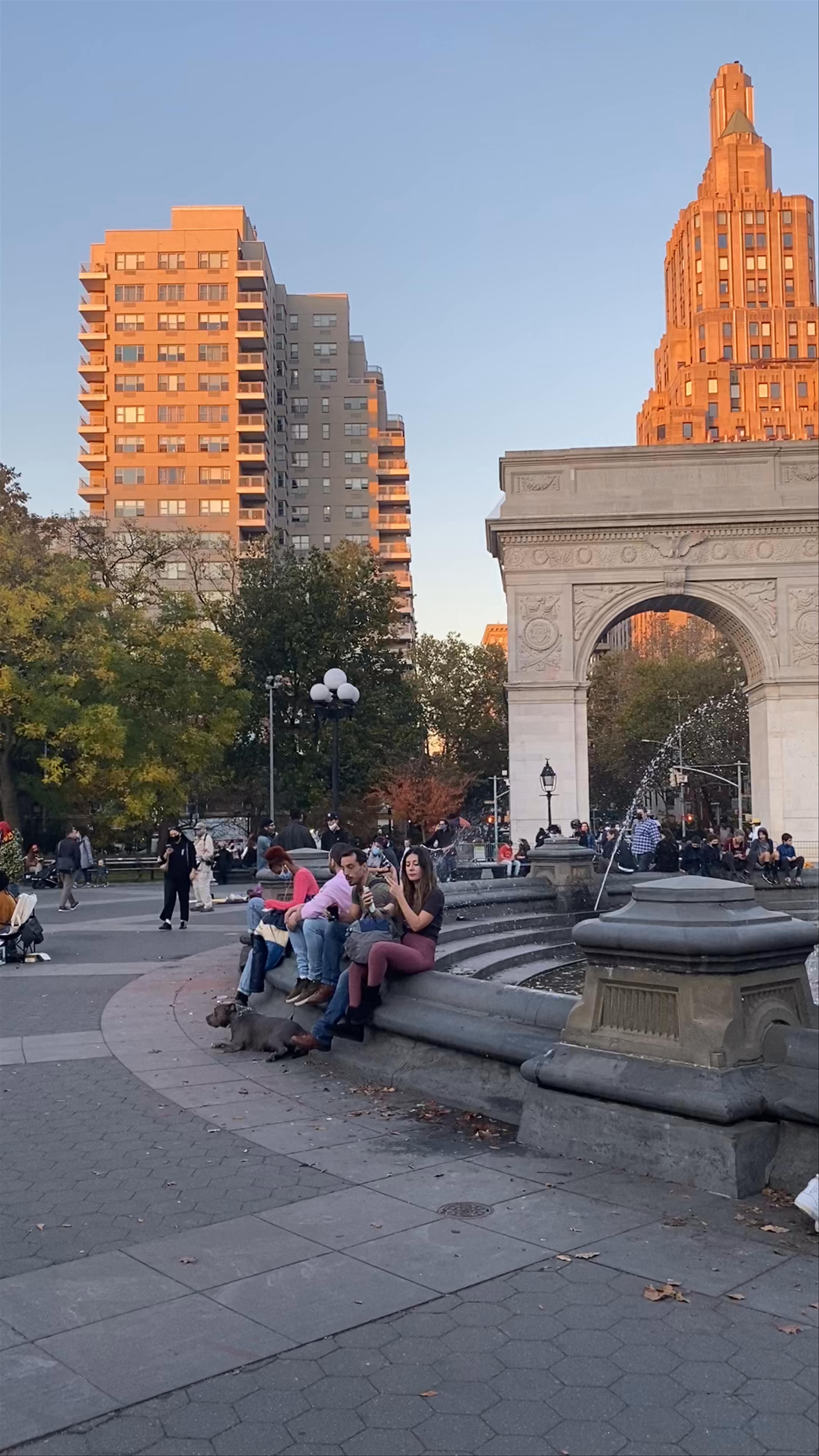Golden Hour at Washington Square Park: New York City Urban Oasis