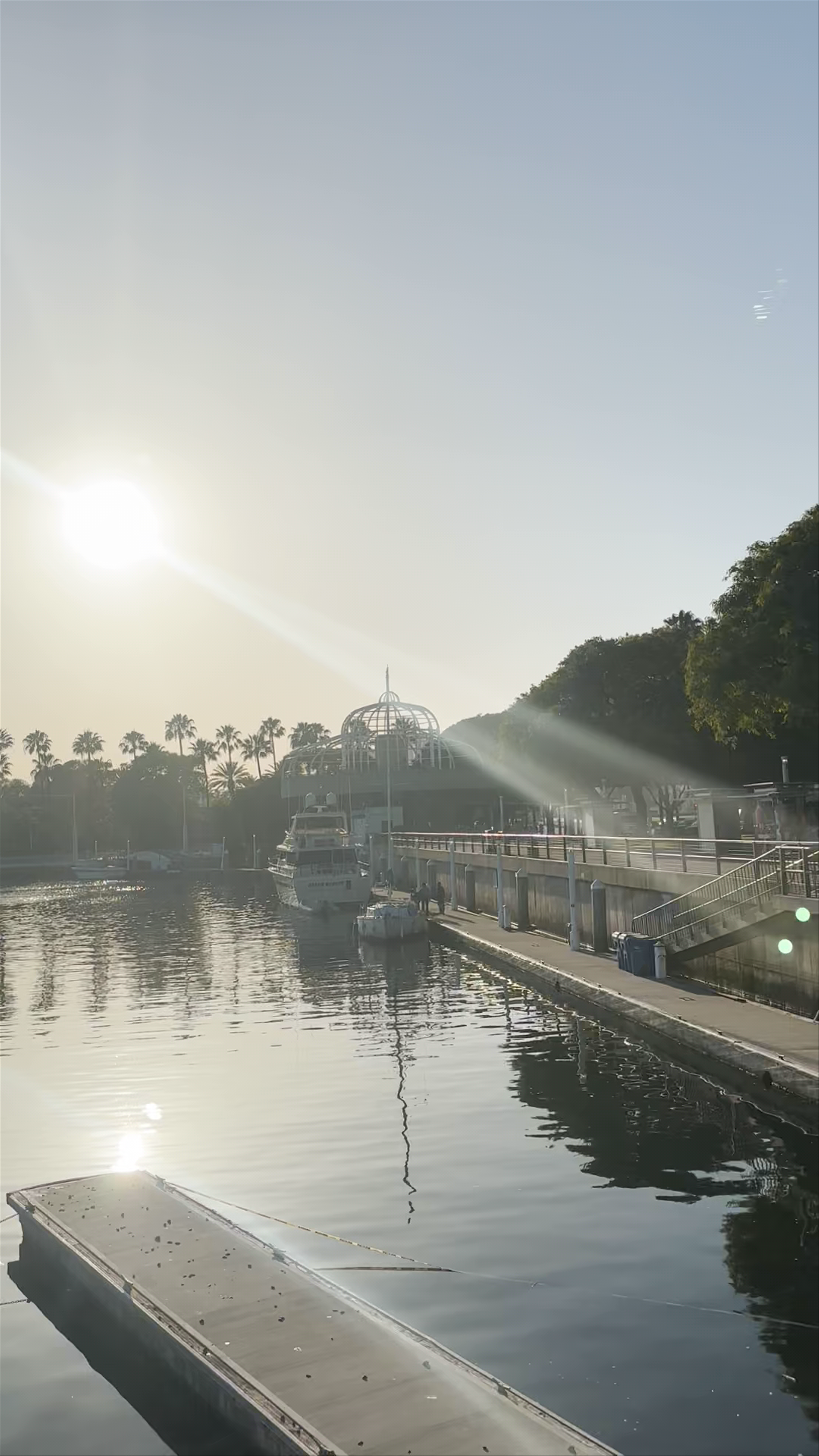 Golden Sunlight Over Love Locks at Shoreline Village Marina, Long Beach