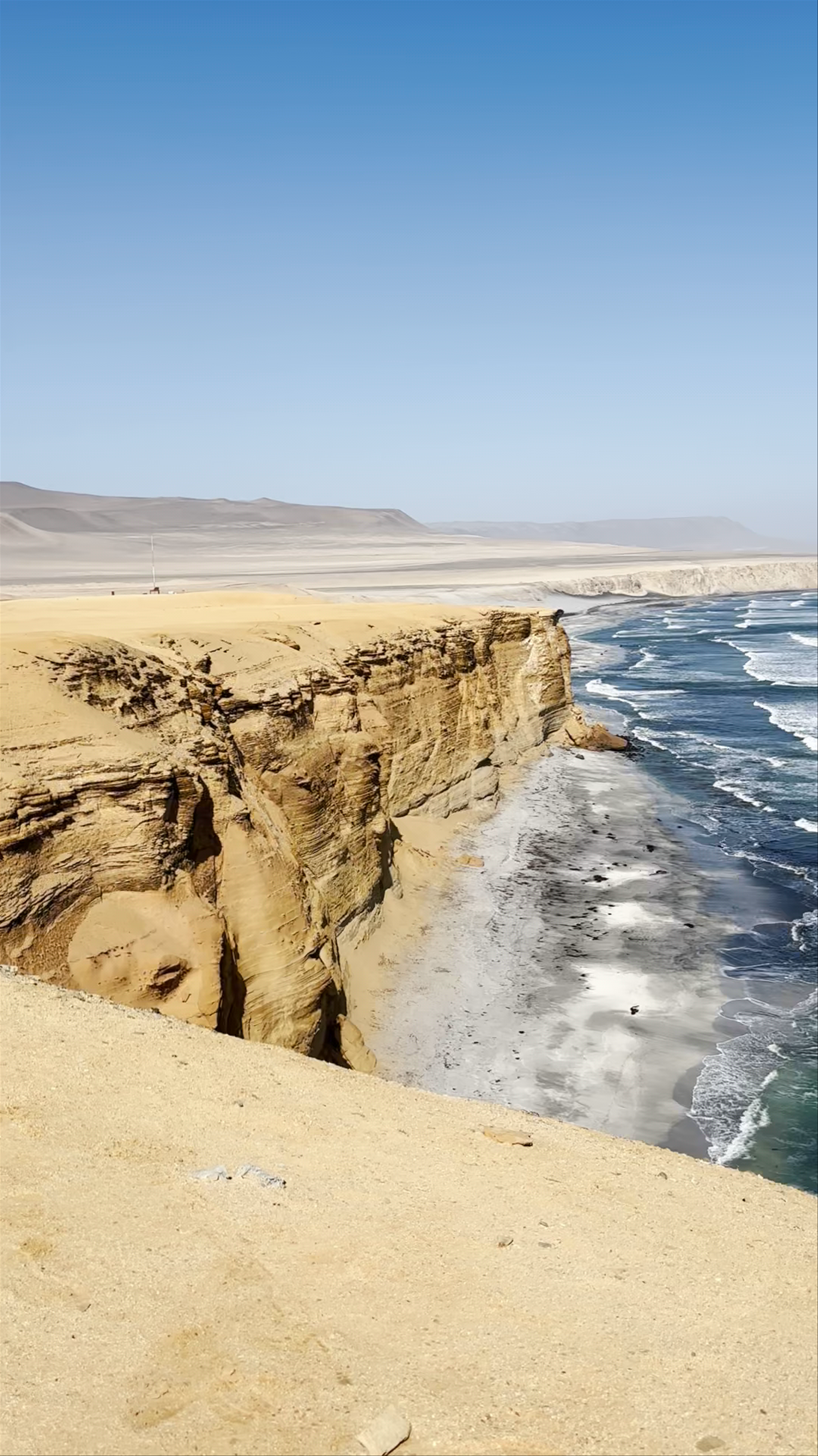 Paracas National Reserve: Majestic Desert Cliffs and Ocean Waves in Peru