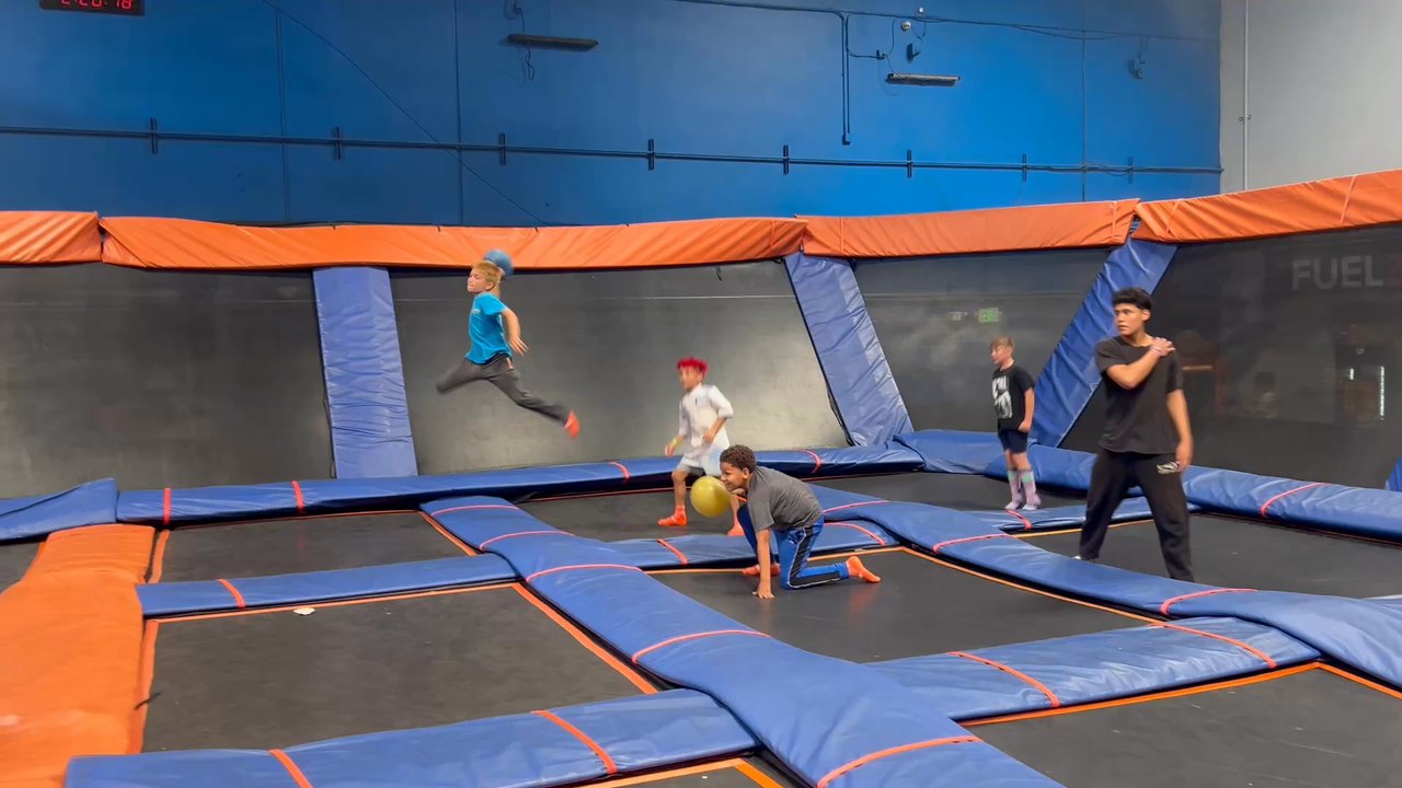 Sky Zone Trampoline Park - Game of dodge ball always someone keeping an eye on the kids - Trampoline Parks Near Me - Van Nuys, California