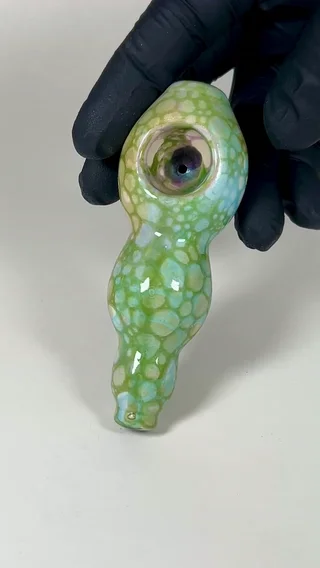 Preview pic of Bulbous Pipe - 4.25 Inches - Ceramic - Green, Pink and Light Blue - FREE SHIPPING!