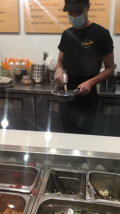 Pokeworks - He's steaming the salmon for poke-zuke - Poke Near Me - Providence, Rhode Island