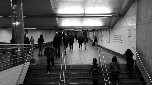 Walking through the subway