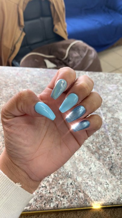 Hollywood Nails - Blue nails done by Jay - Nail Salons Near Me - Sun Valley, California