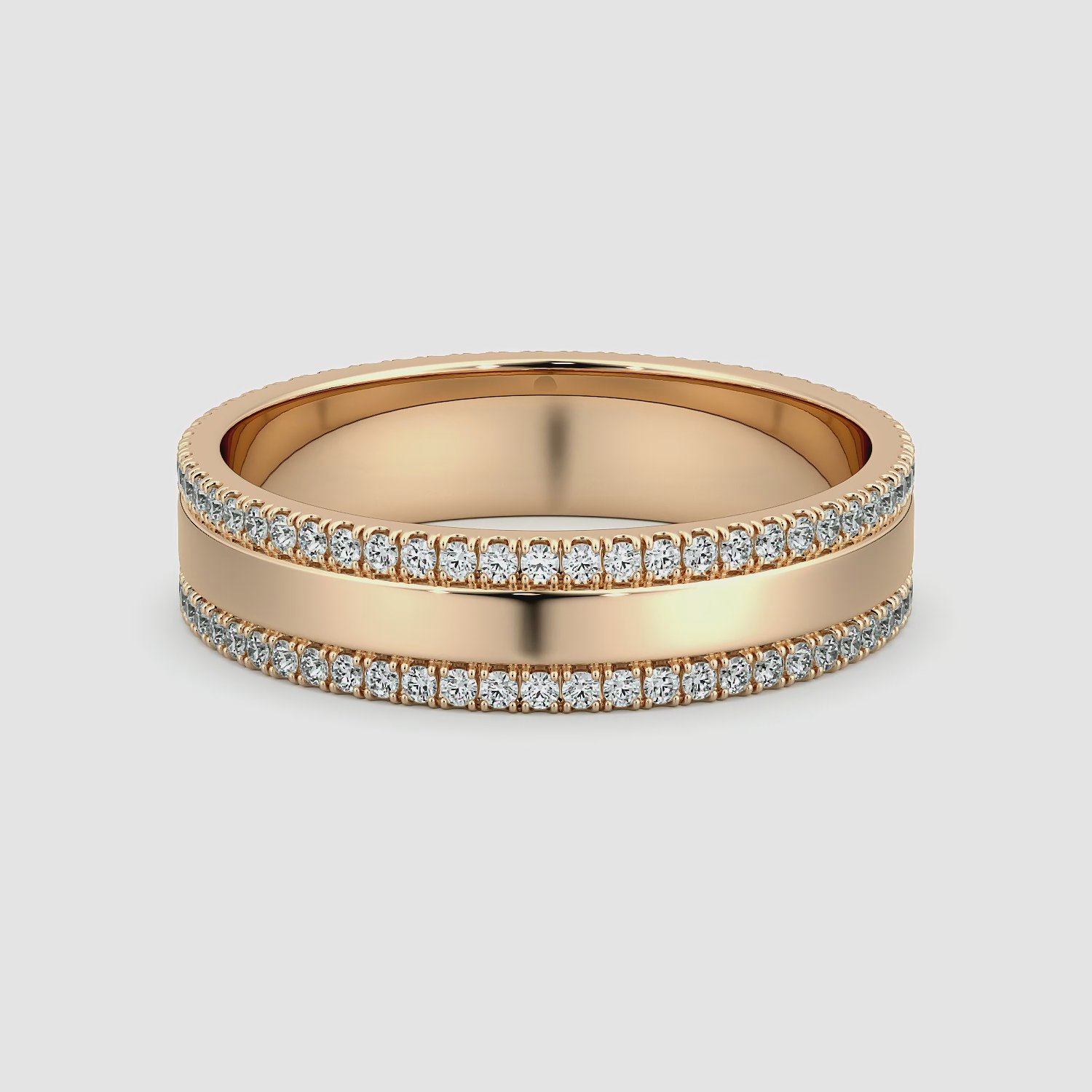 The Pavé Cigar Band | 14k | Rose Gold | bandAccent: Pavé | paveVersion: double