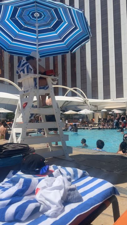 The Pool - On her phone both days I was there.  Doesn't really try to hide it because she kept it visible in her front pocket while walking around. - Swimming Pools Near Me - Reno, Nevada