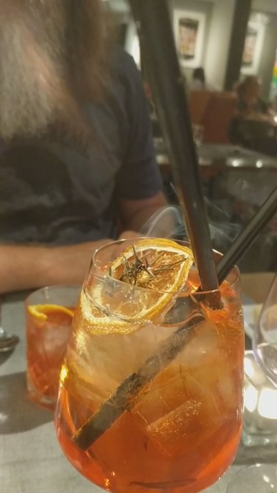 Il Margutta - Rosemary spritz. It has Aperol, prosecco and is dramatic & delish - Vegetarian Near Me - Rome, RM