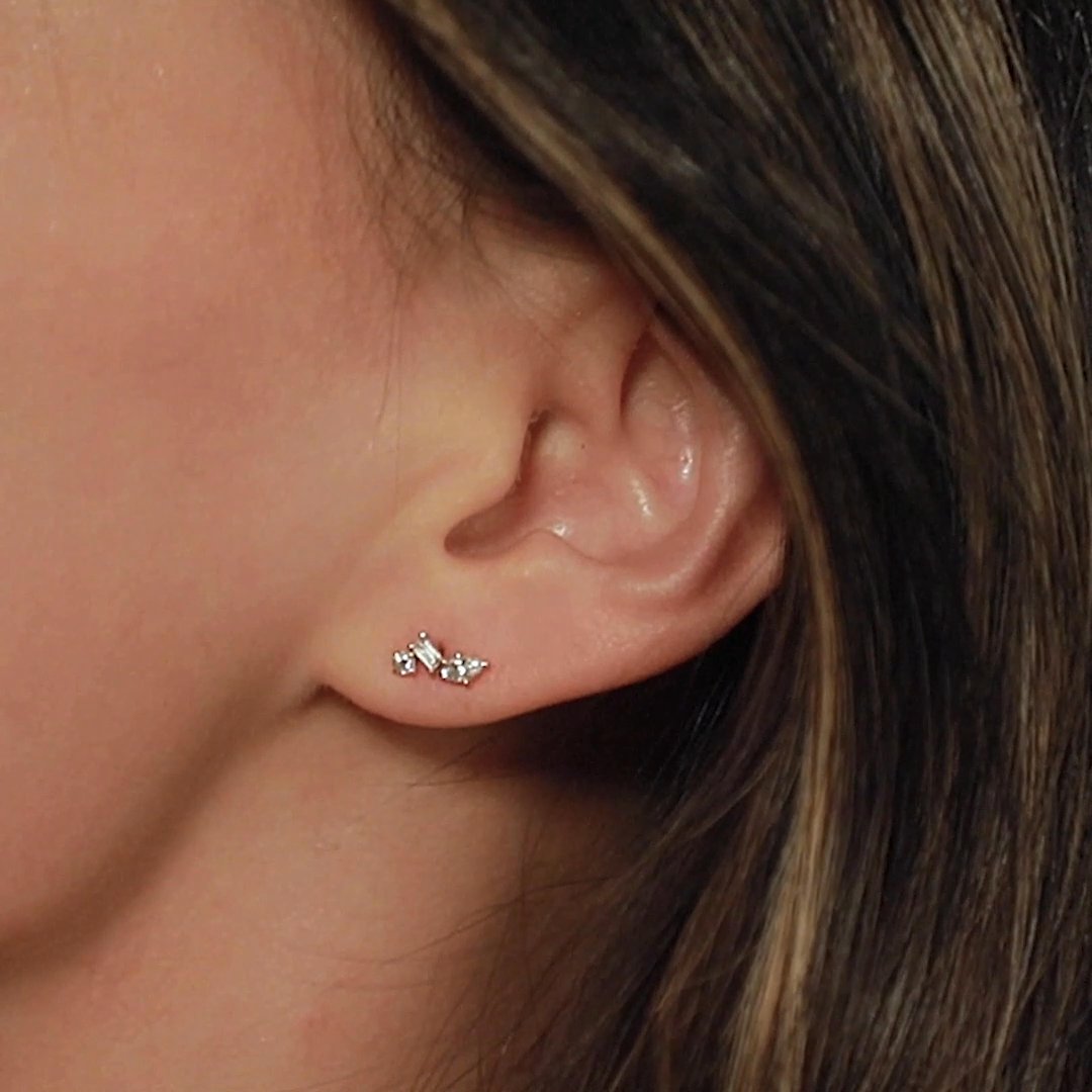 Pendiente Orion | Brillante, Baguette y Marquise | 14k | Oro amarillo | side: left