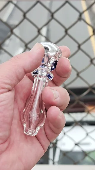 Preview pic of 3.75-Inch - Clear MJK Glass Piece - With Blue Grip