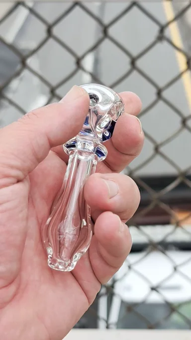 Preview pic of 3.75-Inch - Clear MJK Glass Piece - With Blue Grip