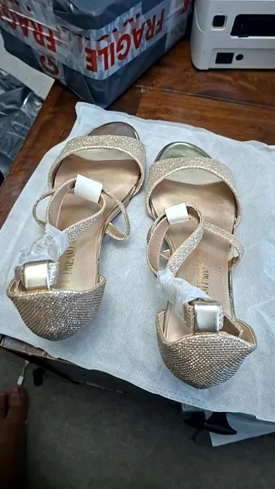 Gold Glitter Heeled Sandals | UK 7.5 / US 9.5 |